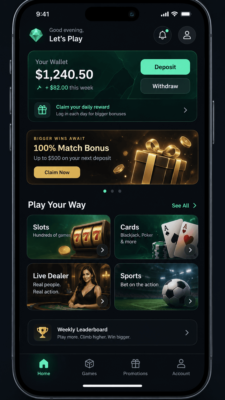 B9 Game app home screen on a phone