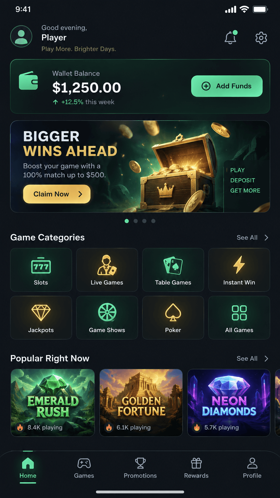 B9 Game Home screen screenshot