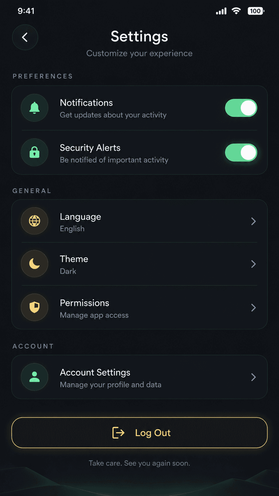 B9 Game Settings screenshot